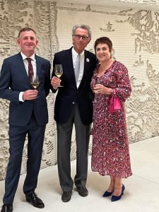 Donal, Christian Moueix and Paula at the opening of the new Chateau Belair-Monange